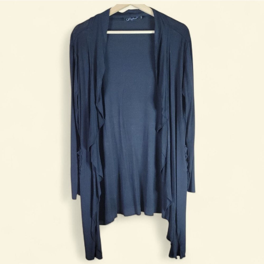 Black Open Front Drape Cardigan